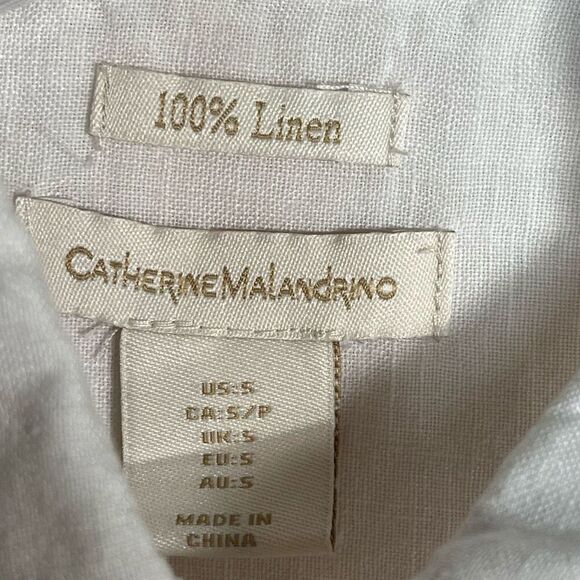 Catherine Maldonado Sz S Sleeveless Linen Blouse White - Picture 4 of 8